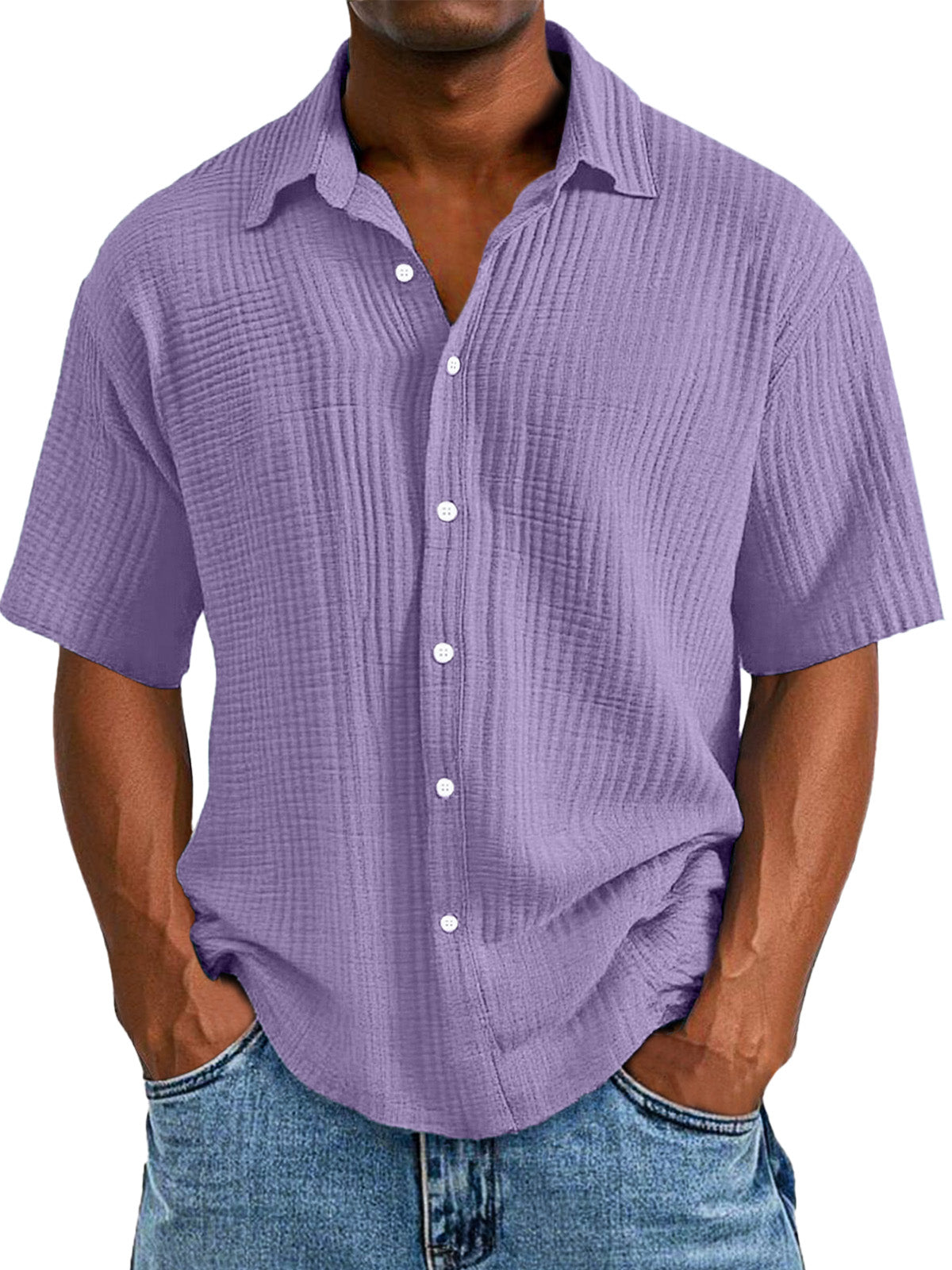 Clearance Sale🔥Men's Casual Loose And Comfortable Textured Short-sleeved Shirt