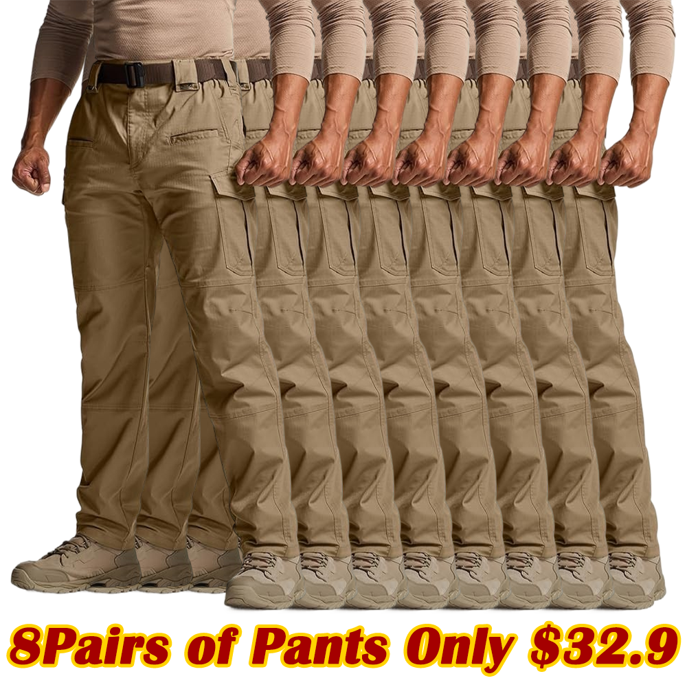 🎁Men's Flex Stretch Tactical Pants, Water Resistant Ripstop Cargo Pants