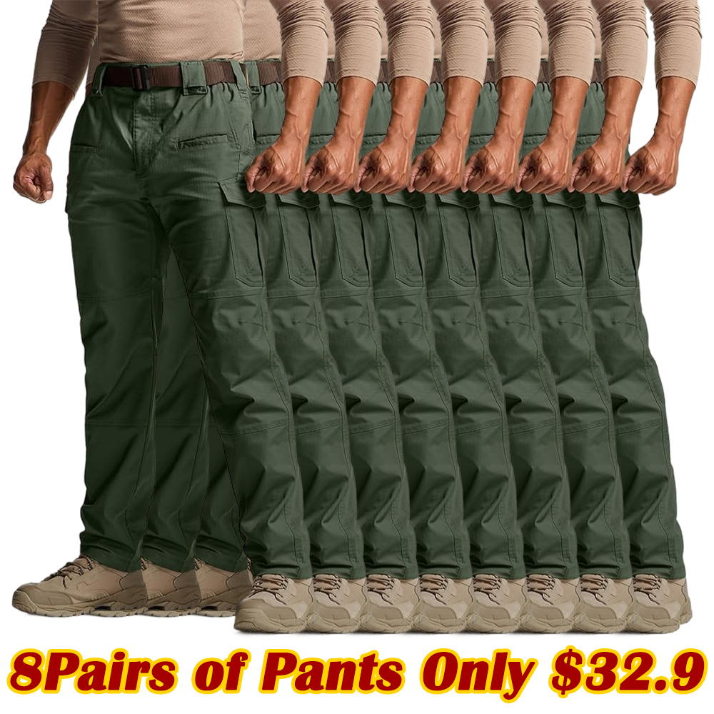 🎁Men's Flex Stretch Tactical Pants, Water Resistant Ripstop Cargo Pants