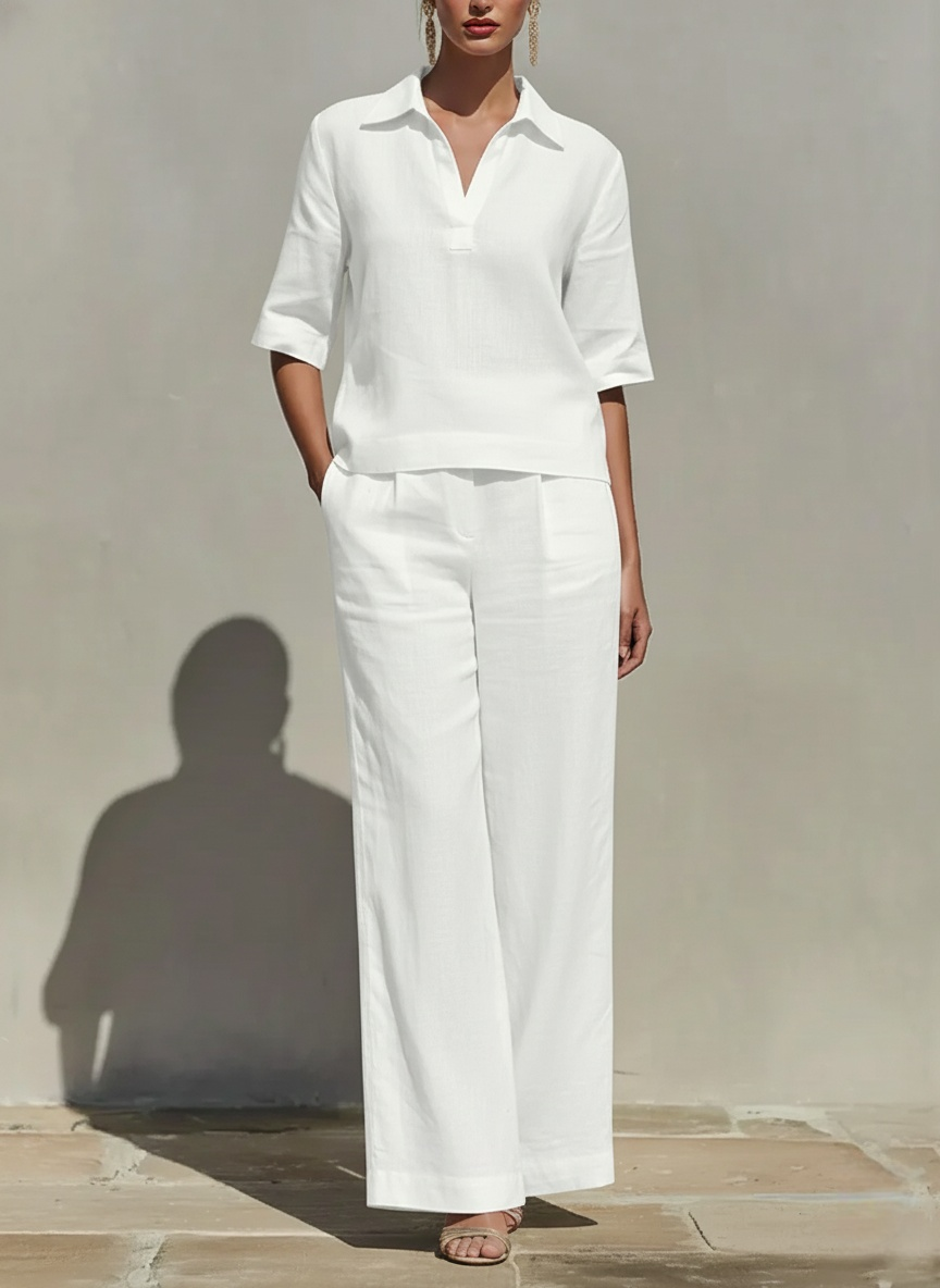 New Arrivals🔥Women's Solid Cotton Linen Two-Piece Set