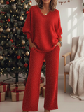 CLEARANCE SALE🔥 Women's Sparkling V-neck Knit Top And Pants Two-piece Set