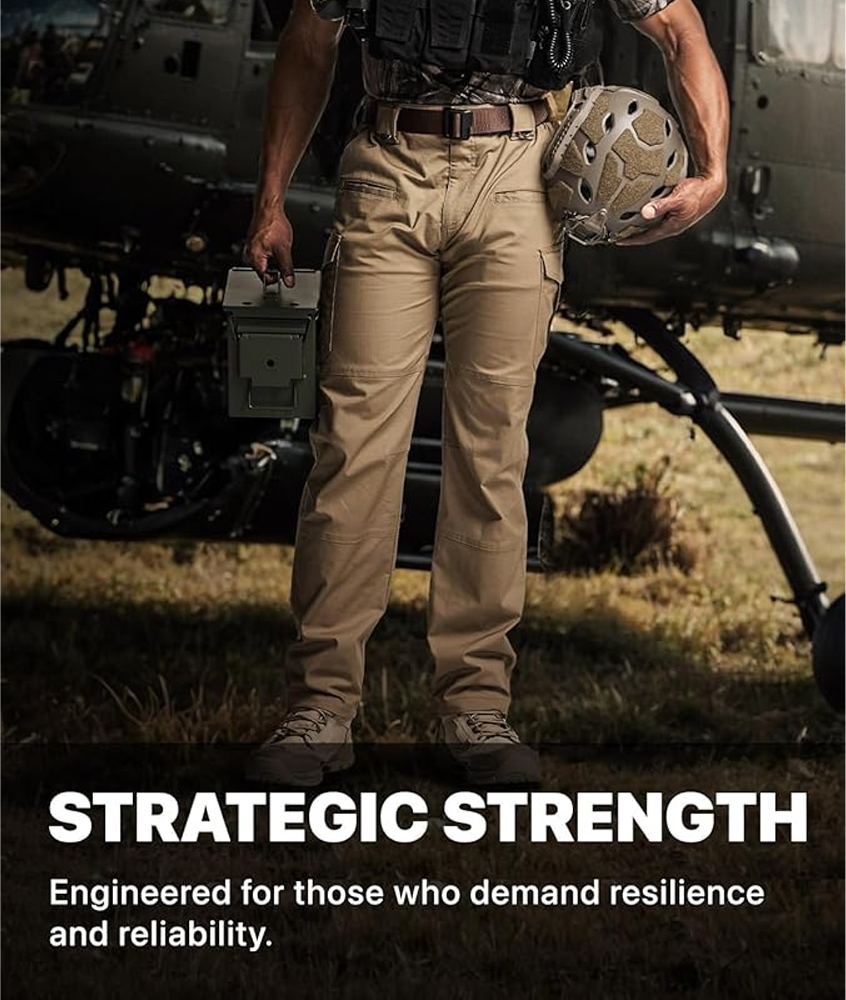 🎁Men's Flex Stretch Tactical Pants, Water Resistant Ripstop Cargo Pants