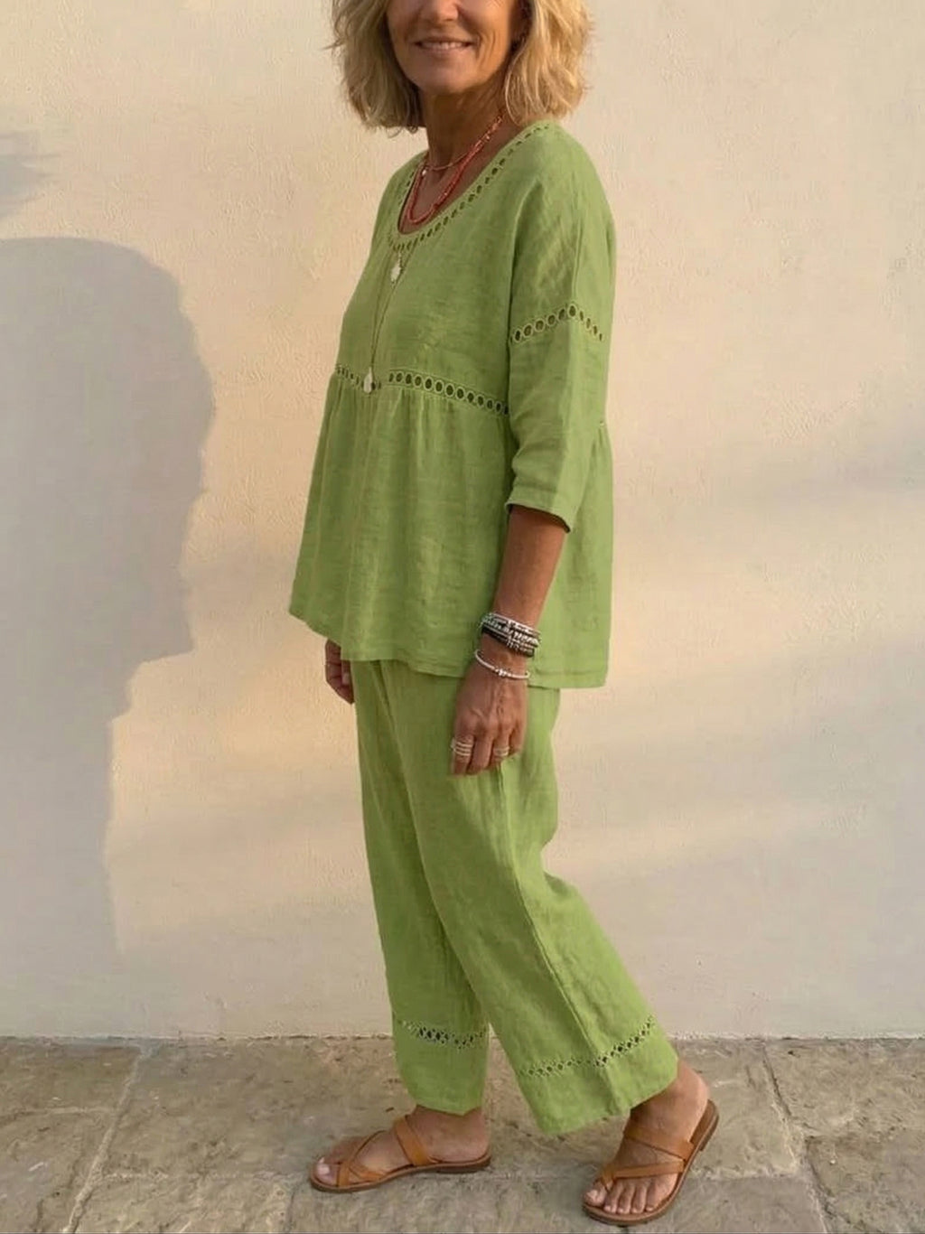 Clearance Sale🔥 Women's Vintage Casual Loose-Fit Linen Two-Piece Set