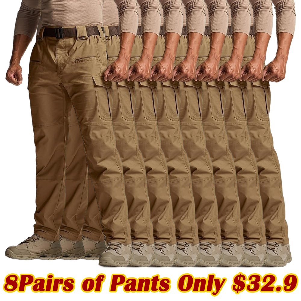 🎁Men's Flex Stretch Tactical Pants, Water Resistant Ripstop Cargo Pants