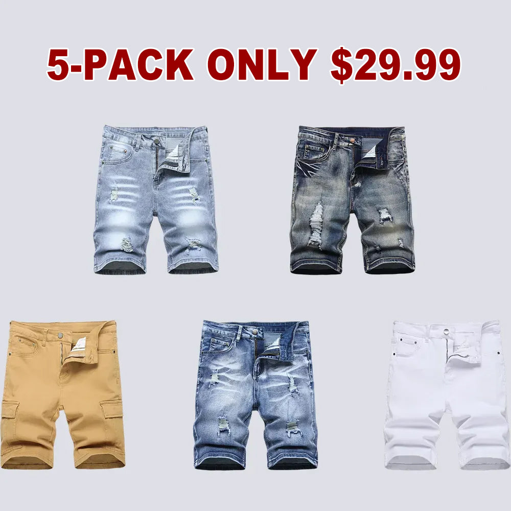 🔥Spring Fresh Sale 🎁Men's Ripped Denim Shorts, Stretch, Distressed Street Style