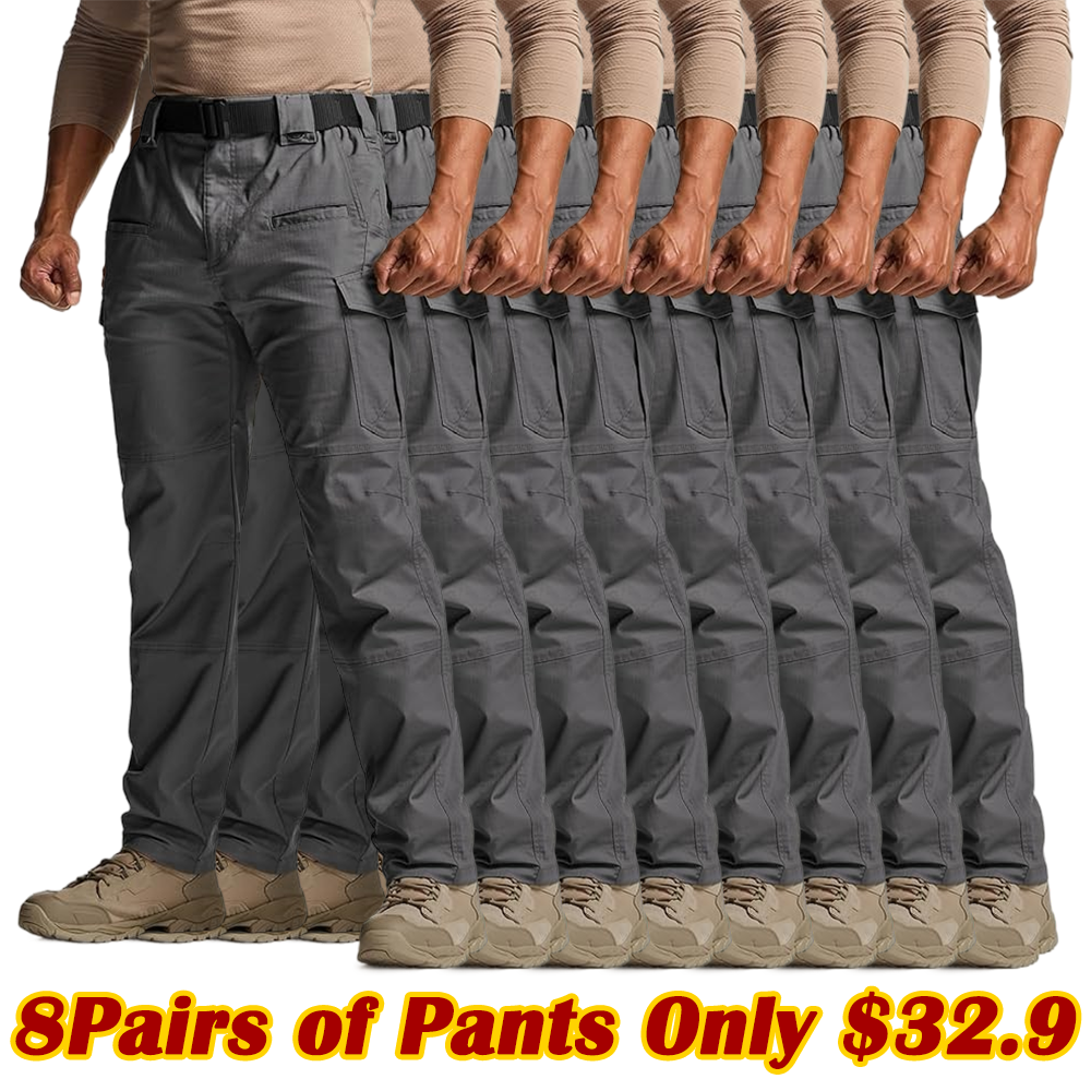 🎁Men's Flex Stretch Tactical Pants, Water Resistant Ripstop Cargo Pants