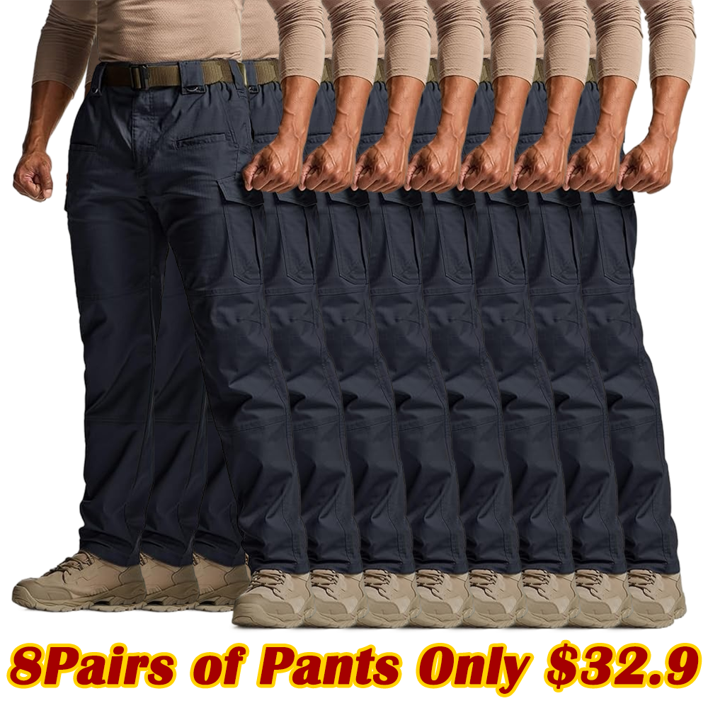 🎁Men's Flex Stretch Tactical Pants, Water Resistant Ripstop Cargo Pants