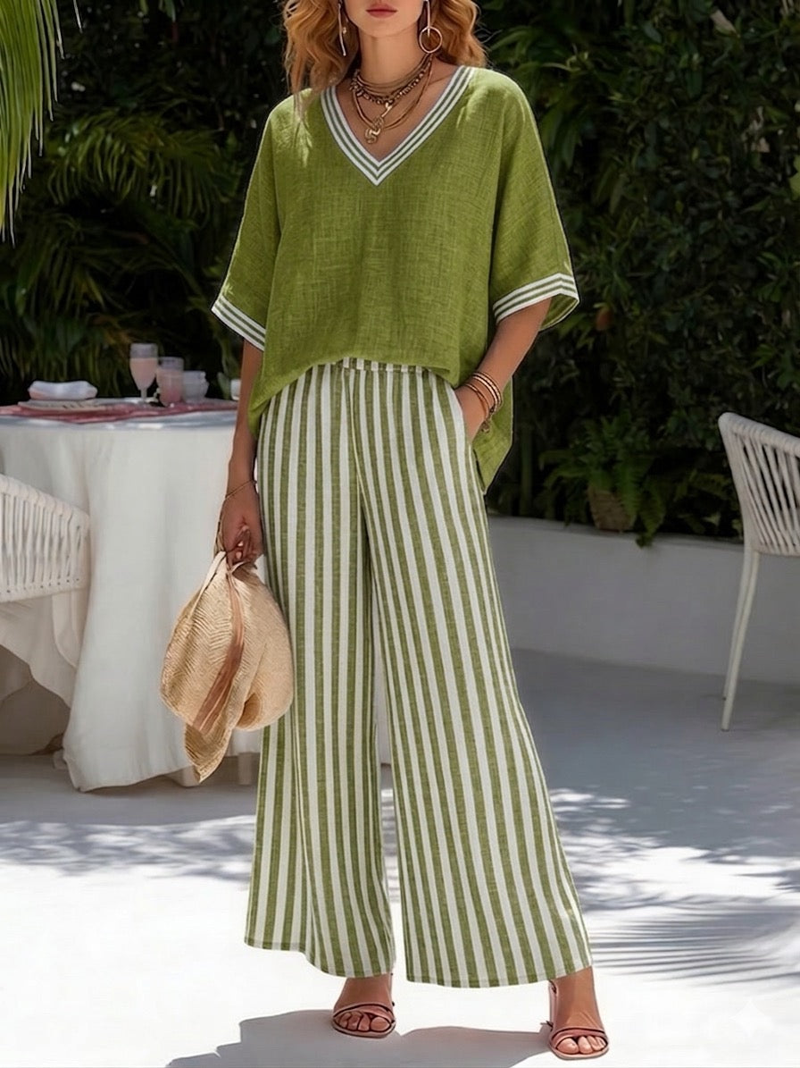 New Arrivals🔥Women's Striped Patchwork Two-Piece Set