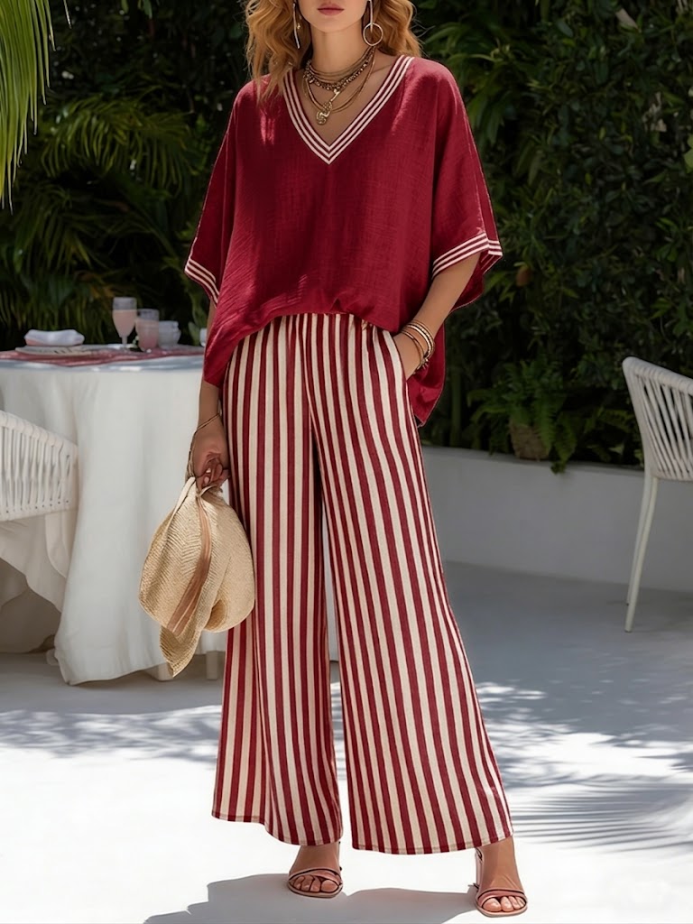 New Arrivals🔥Women's Striped Patchwork Two-Piece Set