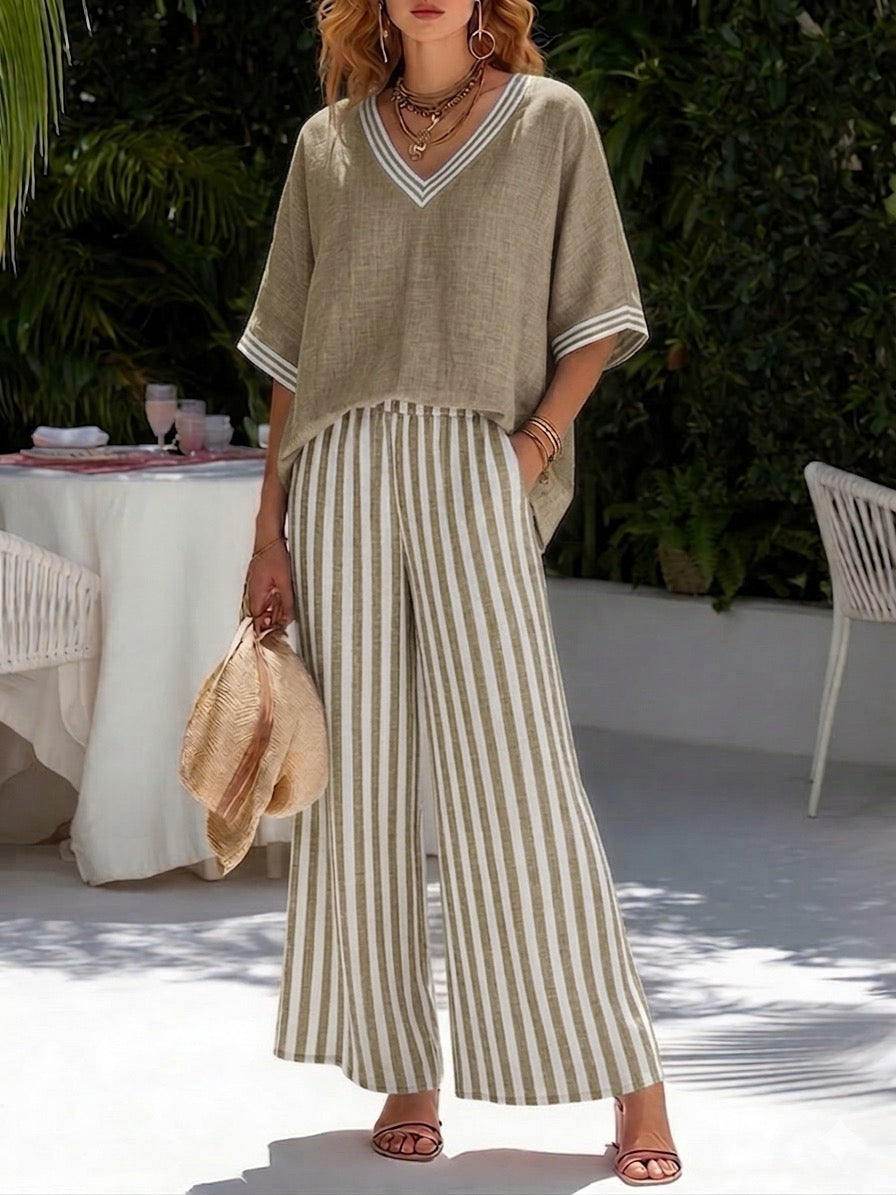 New Arrivals🔥Women's Striped Patchwork Two-Piece Set